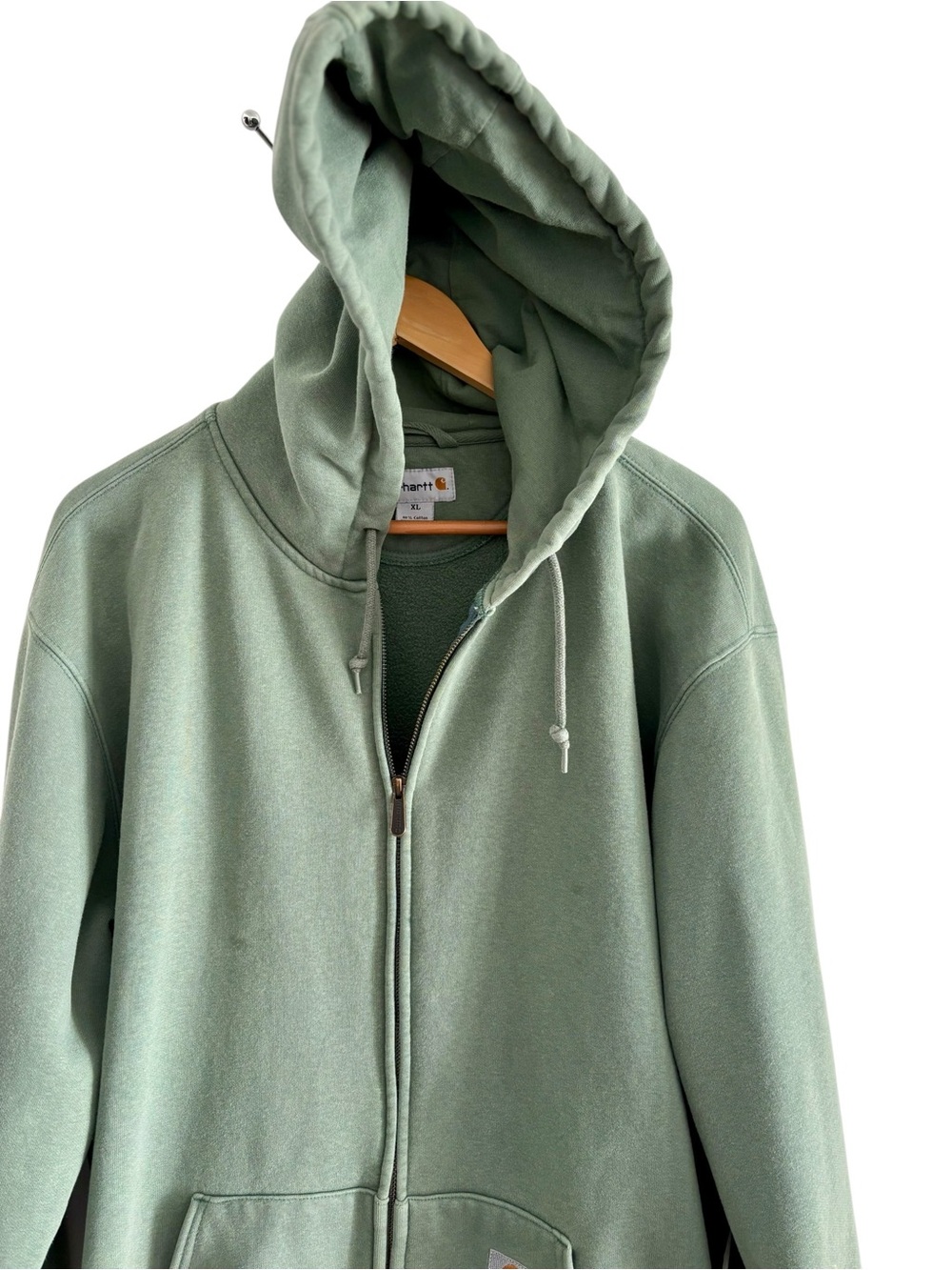 Carhartt heavyweight full zip hooded sweat shirt in light green. K185 MKG - Picture 3 of 11